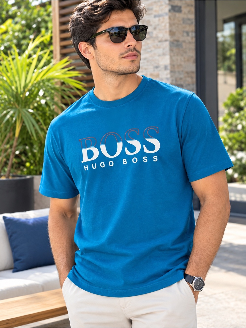Hugo Boss Teal Blue Logo Crew Neck T-Shirt
